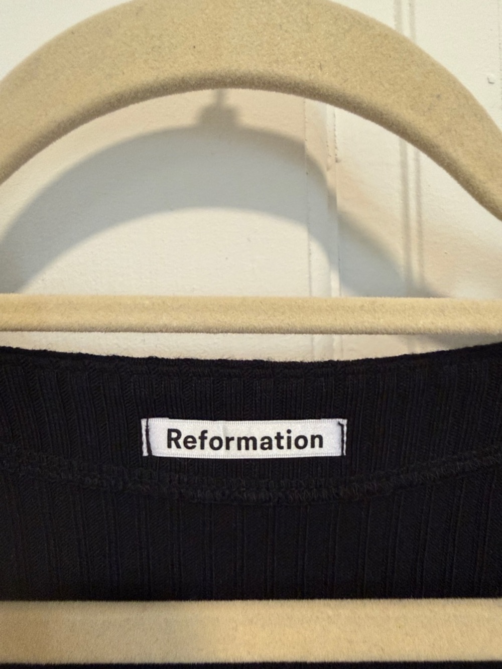 Reformation Black Ribbed Button-Front V-Neck Long Sleeve Top - Picture 5 of 6